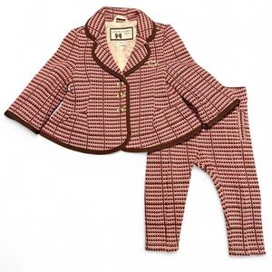 NWOT Janie & Jack Pink and Brown Tweed Suit Set